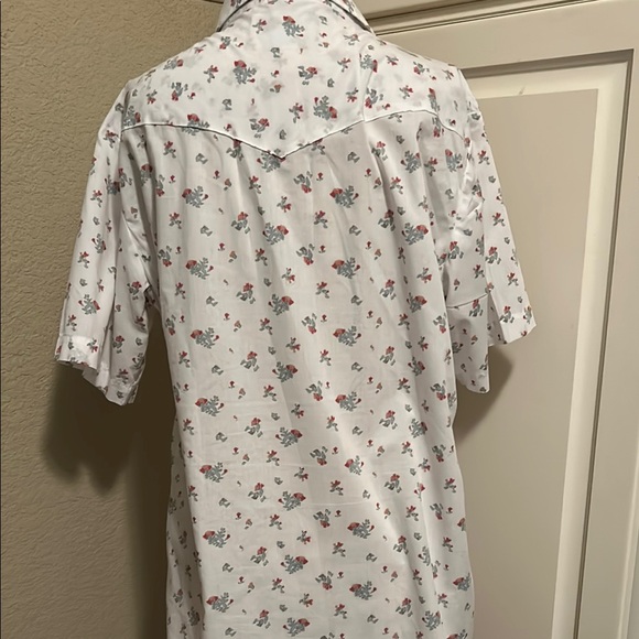 Western Aloha Floral White Cactus Print Pearl Men's Shirt Medium M - Picture 4 of 6